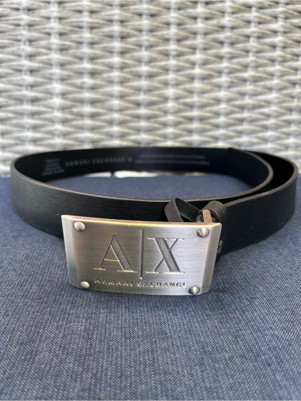 Armani Exchange black leather belt